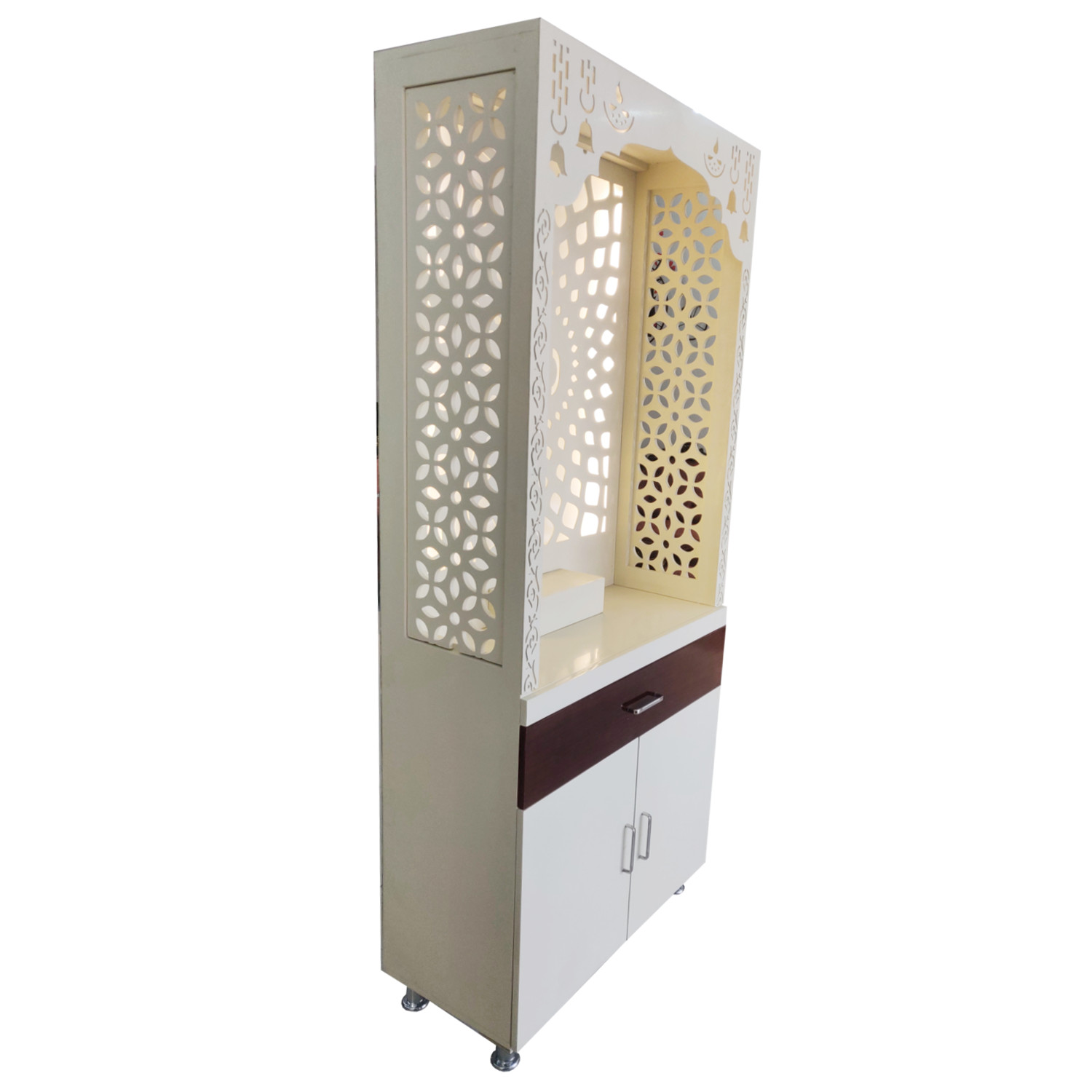 Amaltas White PU Polished Wooden Temple