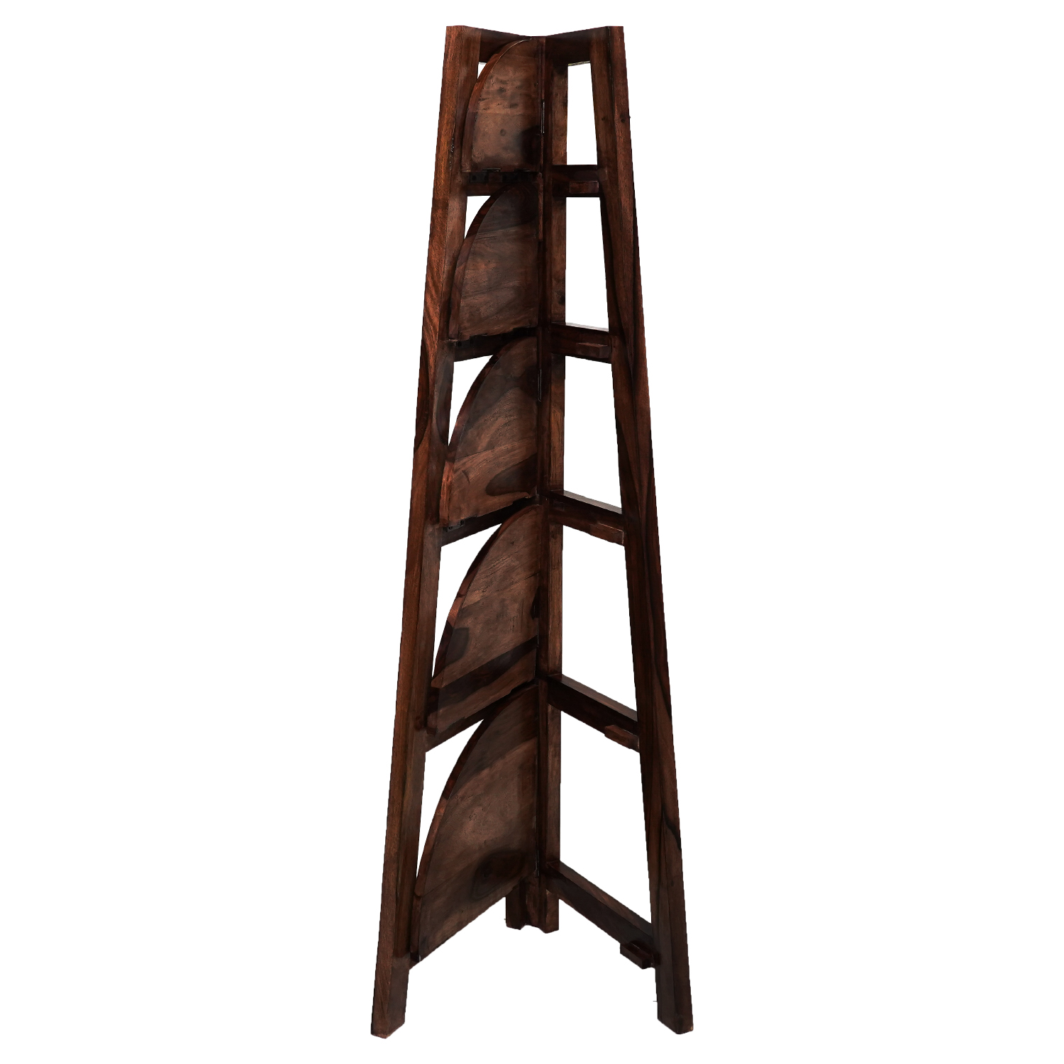 Amaltas Sheesham Wood Corner Stand cum Book Display