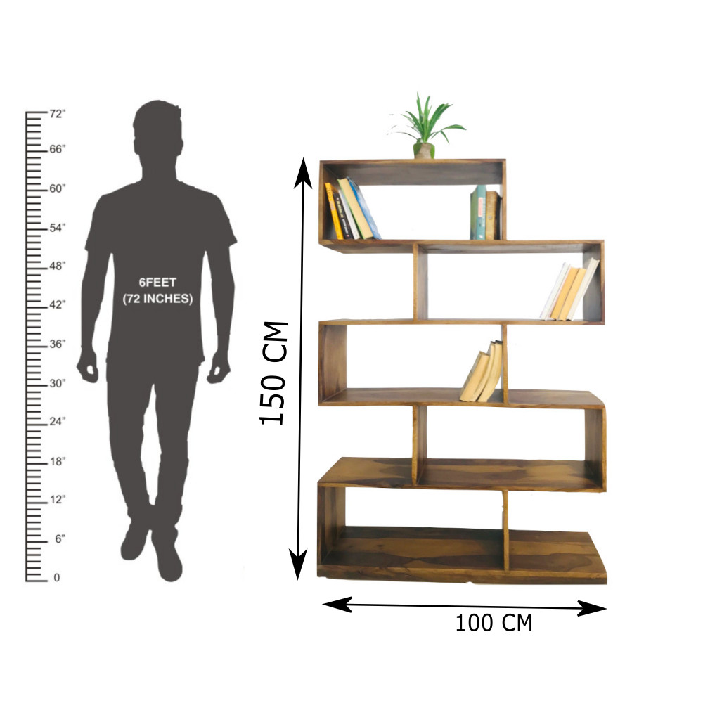 Amaltas Zig Zag Bookcase cum Showpiece Stand