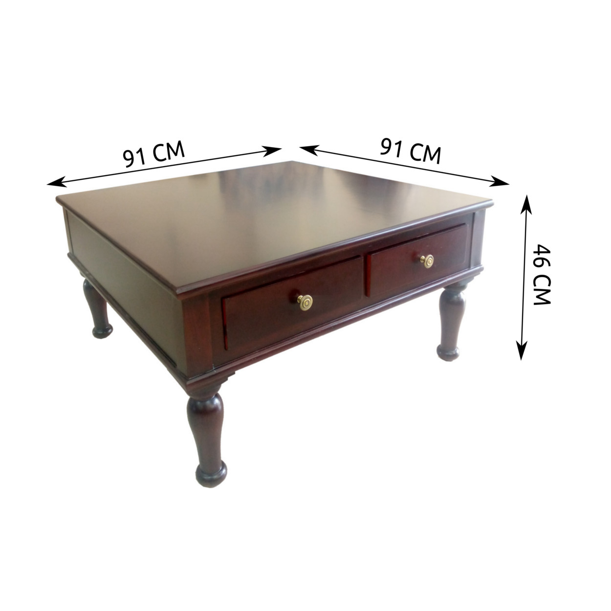 Amaltas Teak Wood Center Table with 4 Drawers