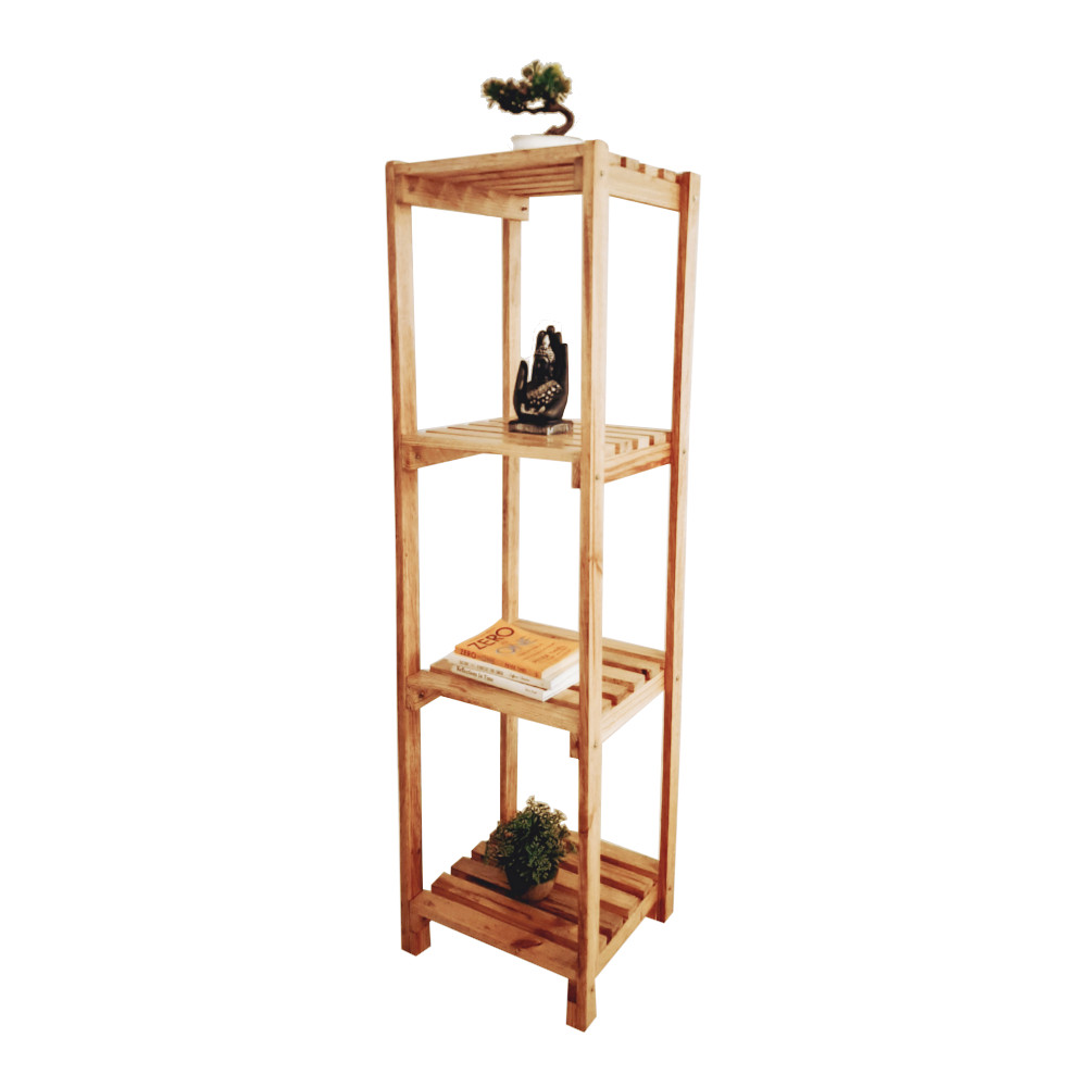 Amaltas Pine Wood Corner Stand cum Book Display